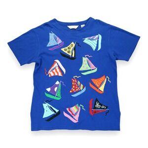 Vintage 90's Bechamel Beach Nautical Sail Boats T-Shirt Embroidered Women M